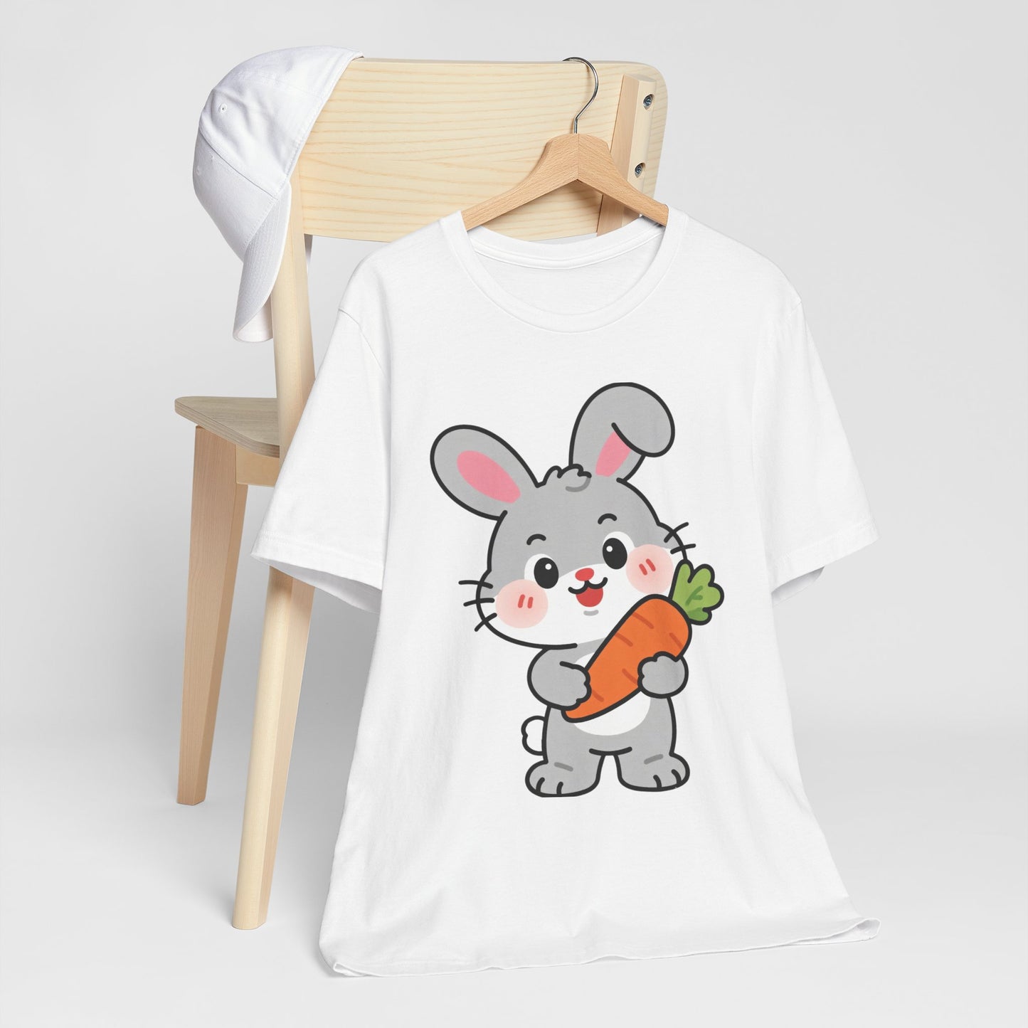 Sweet Bunny & Carrot Graphic Tee – Soft Pastel Rabbit Illustration Shirt