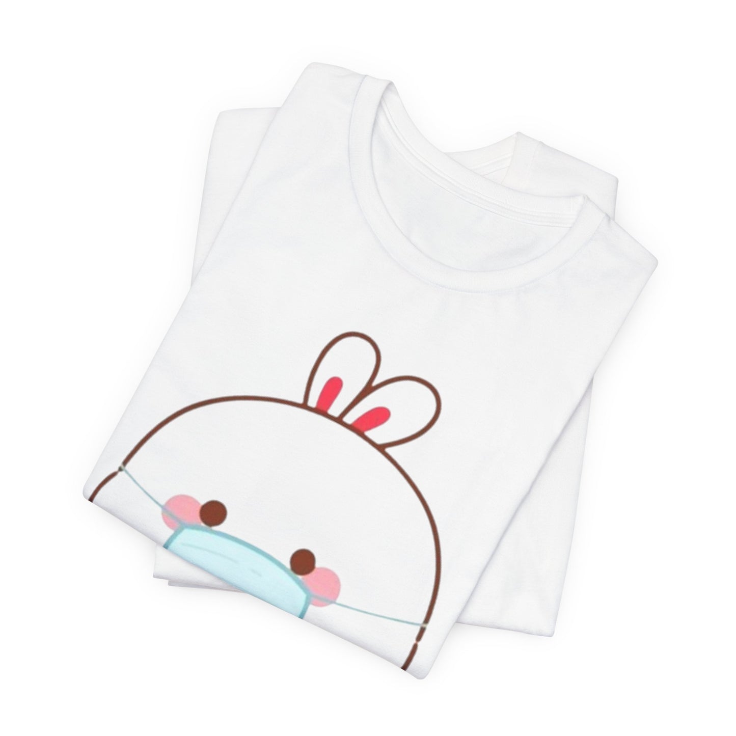 Playful Bunny in Mask T-Shirt – Adorable Carrot-Loving Rabbit Cartoon Design