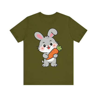 Sweet Bunny & Carrot Graphic Tee – Soft Pastel Rabbit Illustration Shirt
