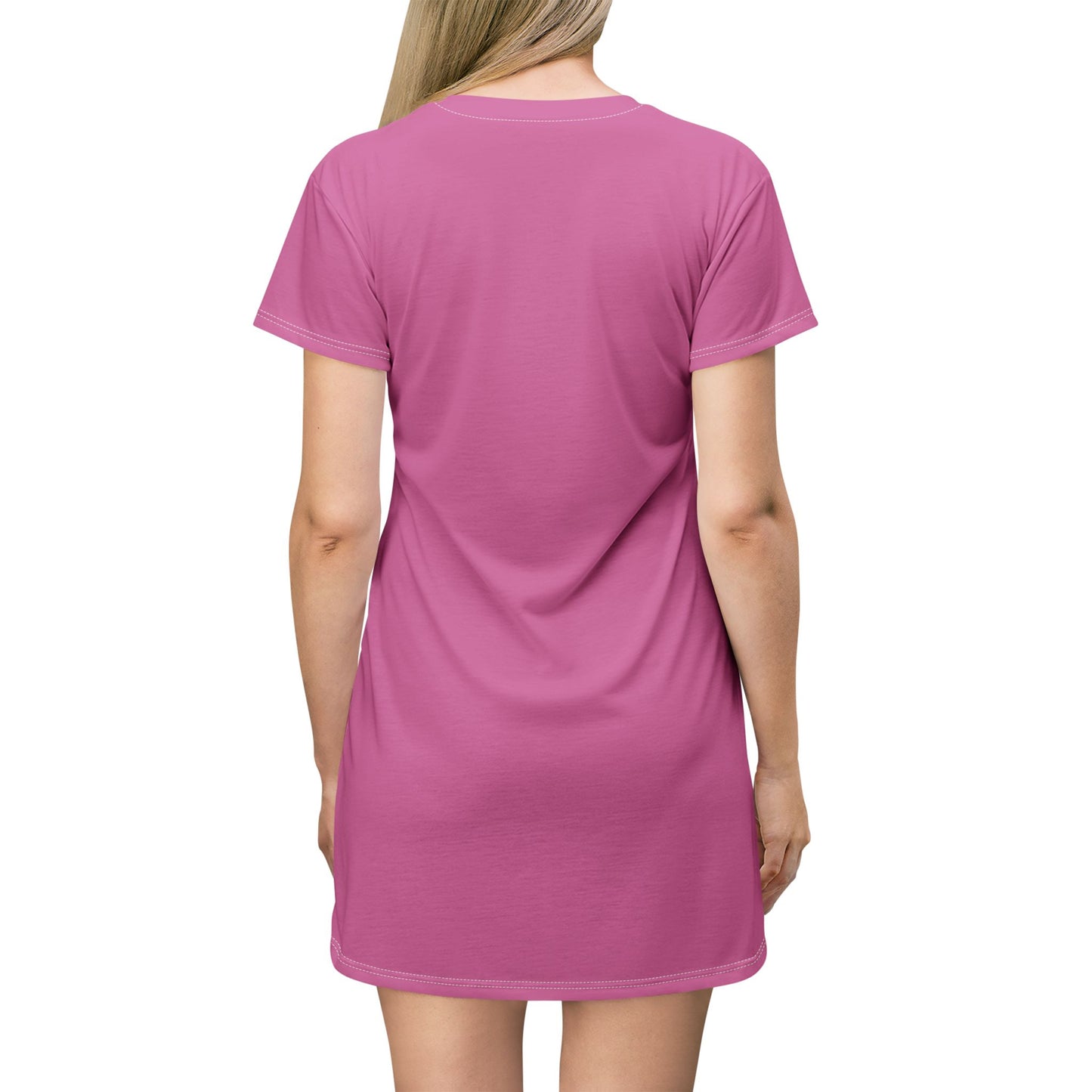 Pink Bunny Character T-Shirt Dress – Soft, Playful AOP Style for Cute Everyday Wear