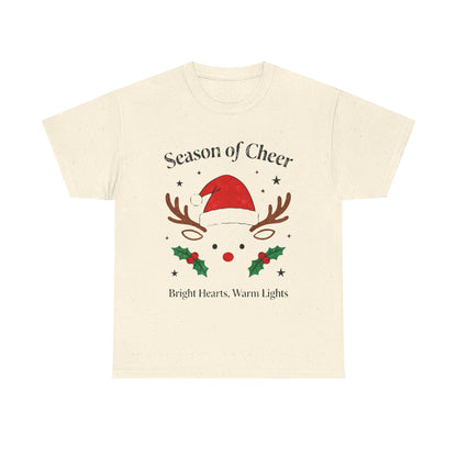 Bright Hearts Reindeer Christmas T-Shirt – Cozy Holiday Gift for Family and Friends