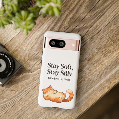Orange Cat Aesthetic Phone Case – Stay Soft, Stay Silly | Custom Text Available | Little Joys, Big Heart