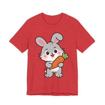 Sweet Bunny & Carrot Graphic Tee – Soft Pastel Rabbit Illustration Shirt