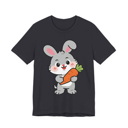 Sweet Bunny & Carrot Graphic Tee – Soft Pastel Rabbit Illustration Shirt