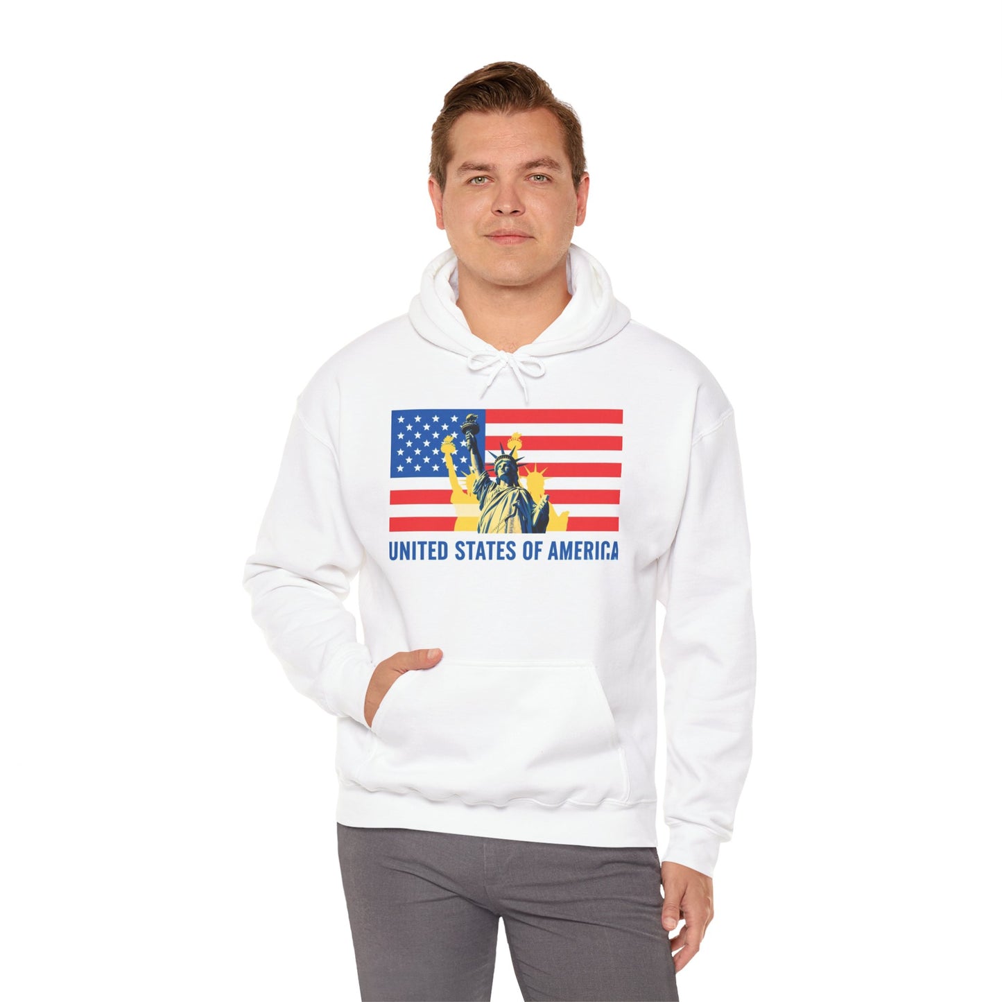 Custom Patriotic USA Flag Hoodie – Unisex Heavy Blend™ Sweatshirt | American Pride | Personalized Gift