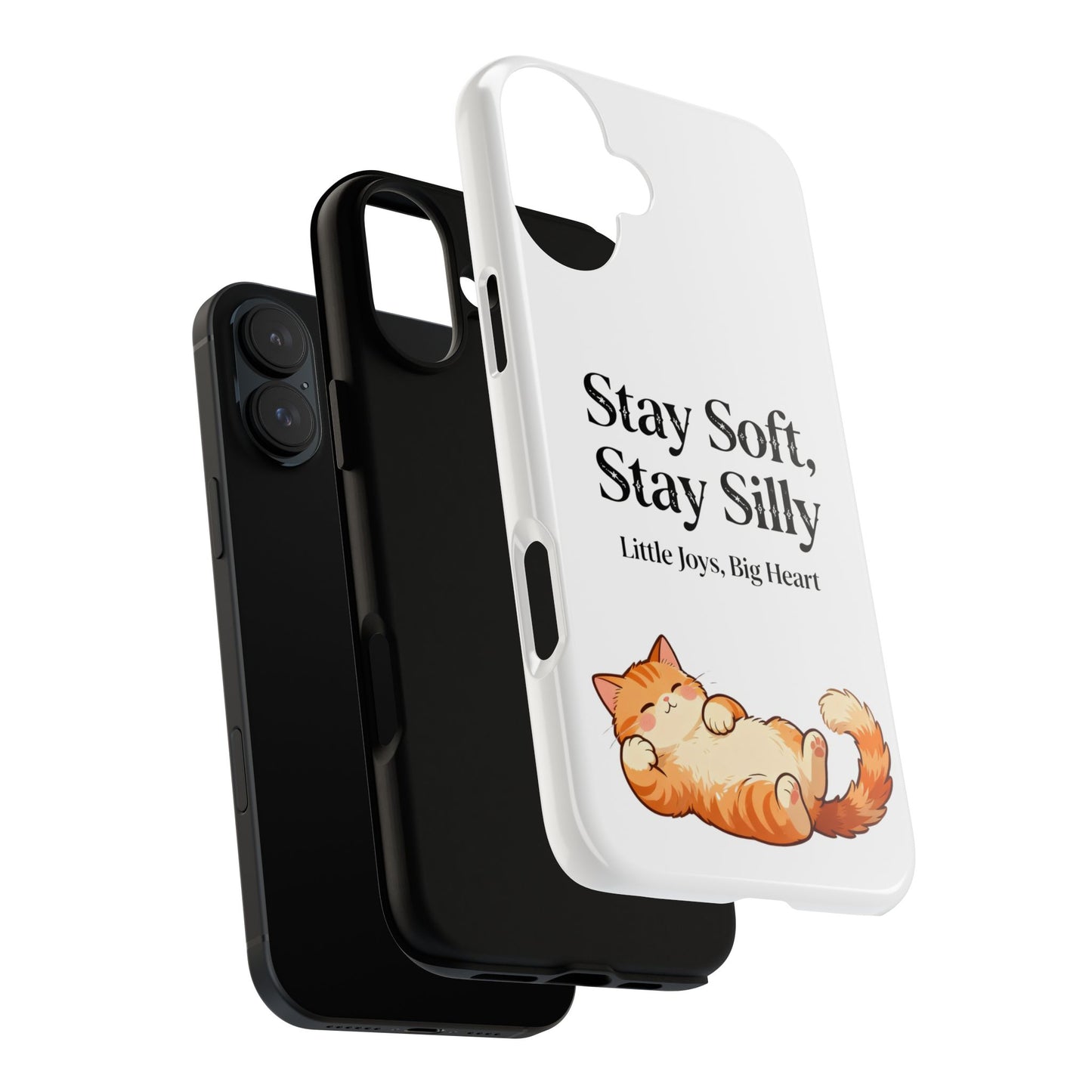 Orange Cat Aesthetic Phone Case – Stay Soft, Stay Silly | Custom Text Available | Little Joys, Big Heart