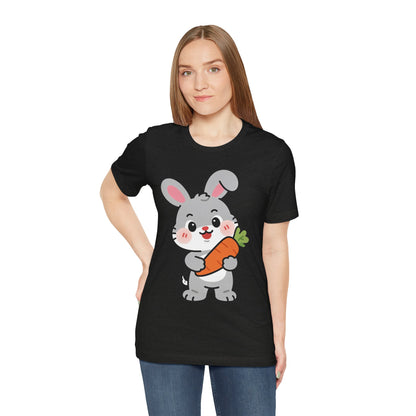 Sweet Bunny & Carrot Graphic Tee – Soft Pastel Rabbit Illustration Shirt