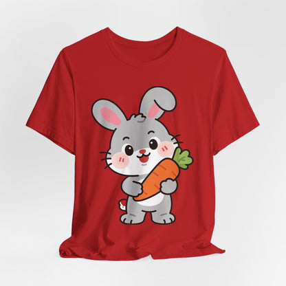 Sweet Bunny & Carrot Graphic Tee – Soft Pastel Rabbit Illustration Shirt