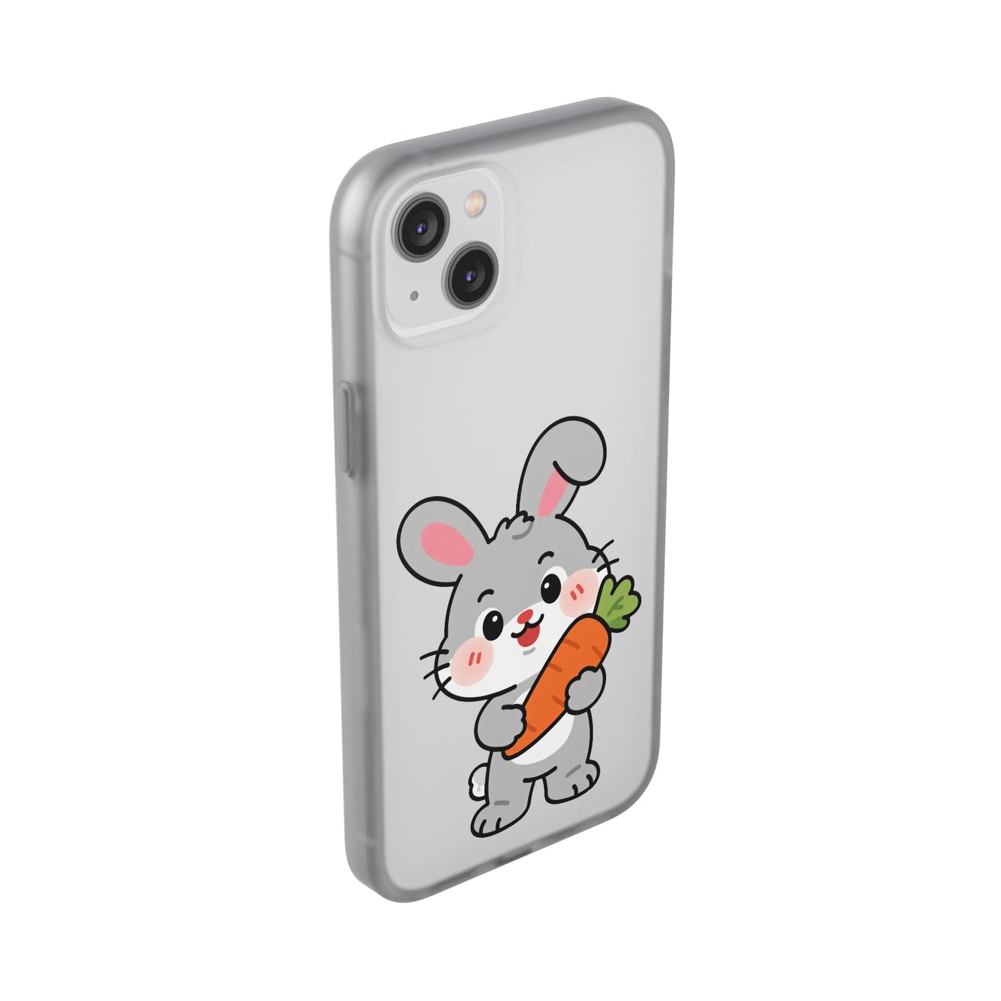 Playful Bunny Holding Carrot Phone Case – Soft, Charming Protective Cover