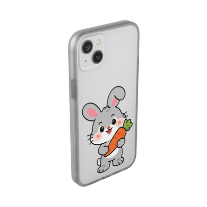 Playful Bunny Holding Carrot Phone Case – Soft, Charming Protective Cover