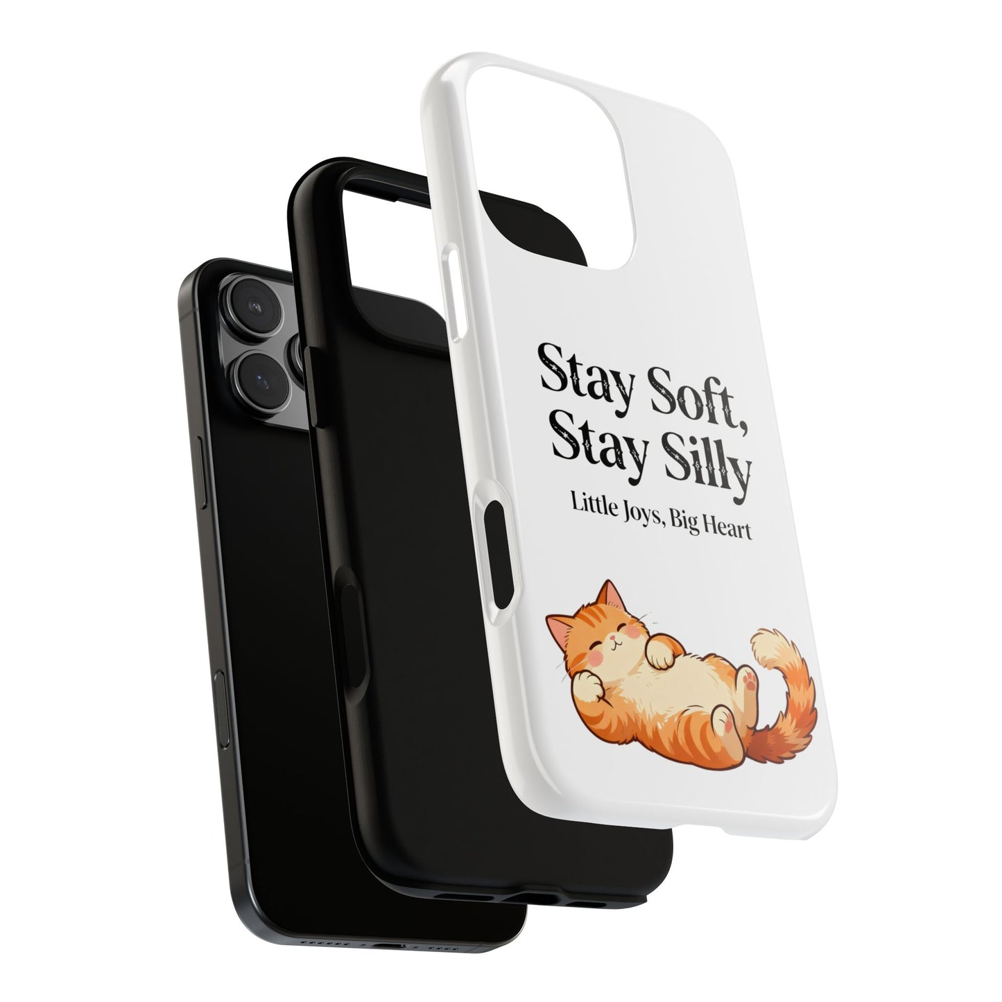 Orange Cat Aesthetic Phone Case – Stay Soft, Stay Silly | Custom Text Available | Little Joys, Big Heart