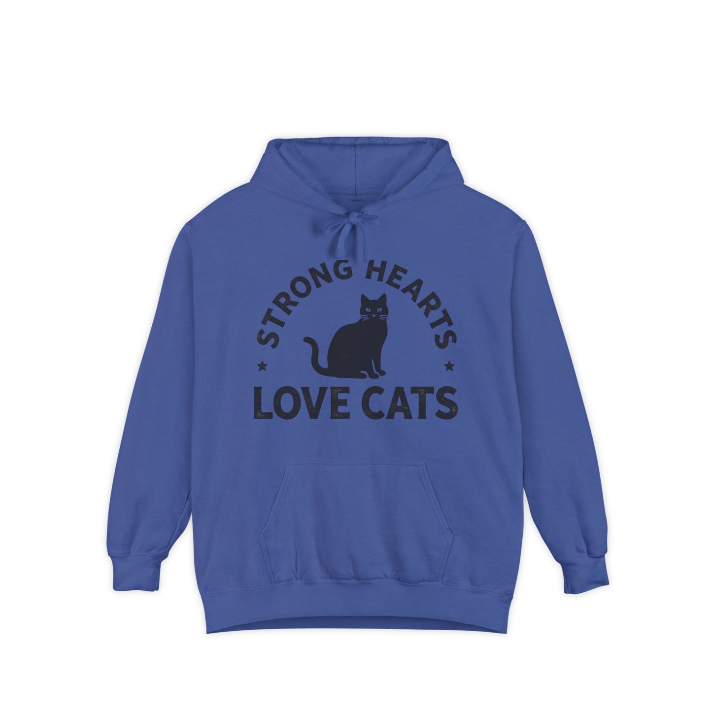Strong Hearts Love Cats Hoodie – Bold Vintage Cat Graphic Pullover