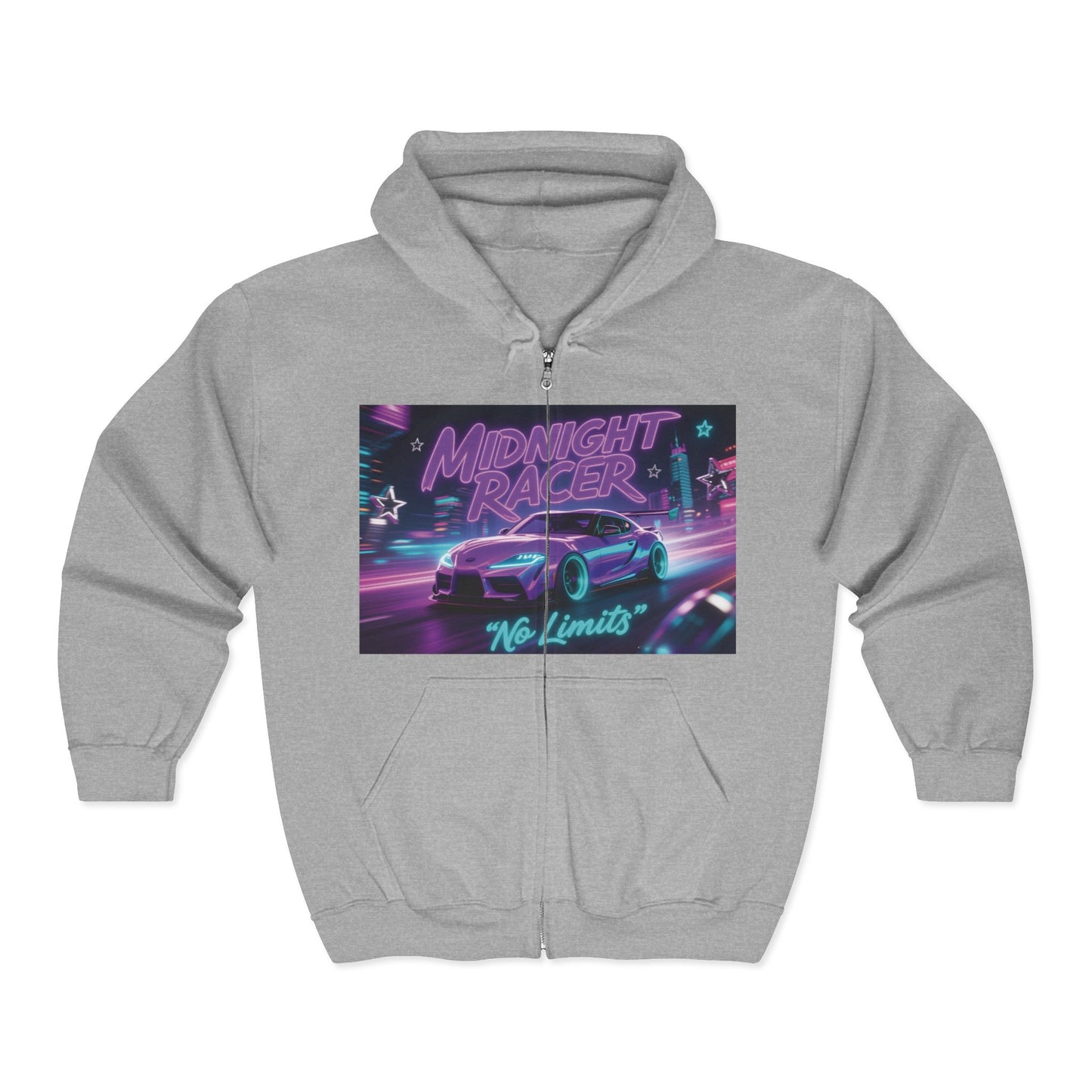 Custom Midnight Racer Zip-Up Hoodie – Personalized No Limits Racing Hoodie for Car Enthusiasts | Street Racing Zip Jacket