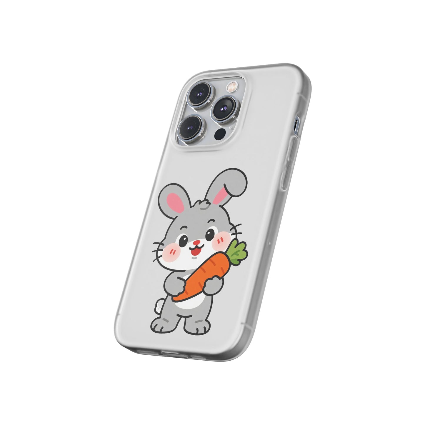 Playful Bunny Holding Carrot Phone Case – Soft, Charming Protective Cover