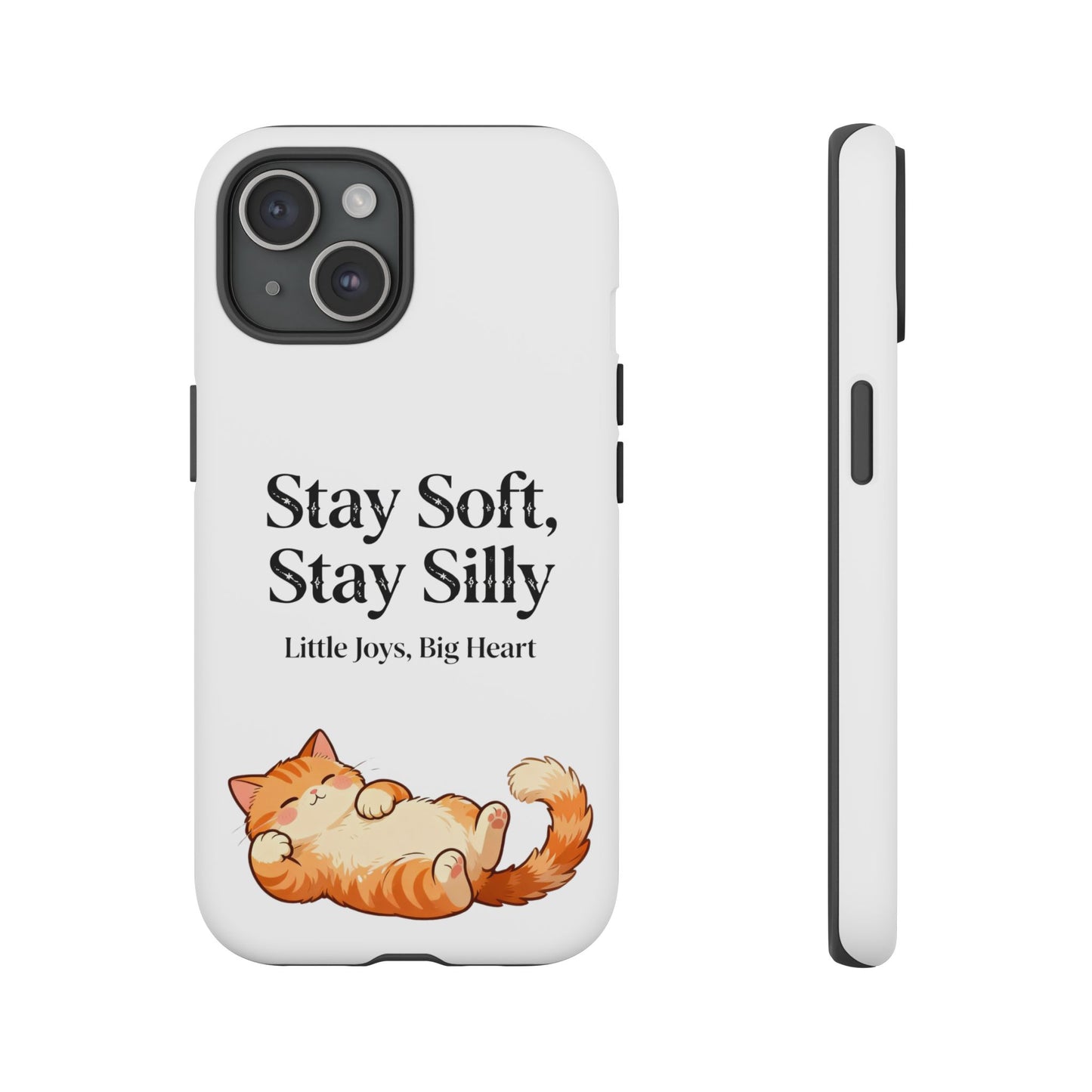 Orange Cat Aesthetic Phone Case – Stay Soft, Stay Silly | Custom Text Available | Little Joys, Big Heart