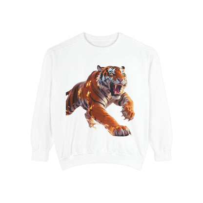 Custom Fierce Tiger Graphic Unisex Garment-Dyed Sweatshirt