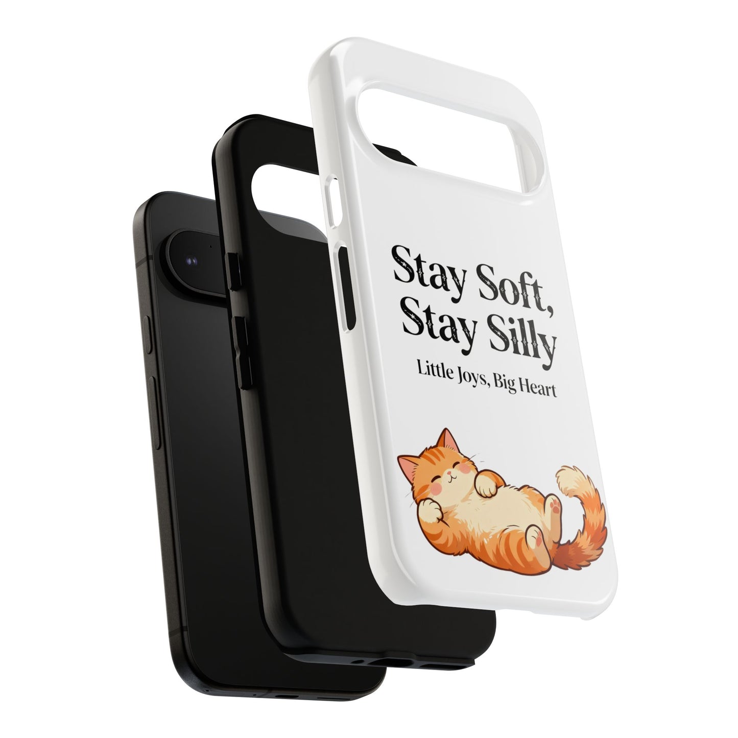 Orange Cat Aesthetic Phone Case – Stay Soft, Stay Silly | Custom Text Available | Little Joys, Big Heart