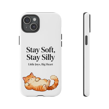 Orange Cat Aesthetic Phone Case – Stay Soft, Stay Silly | Custom Text Available | Little Joys, Big Heart