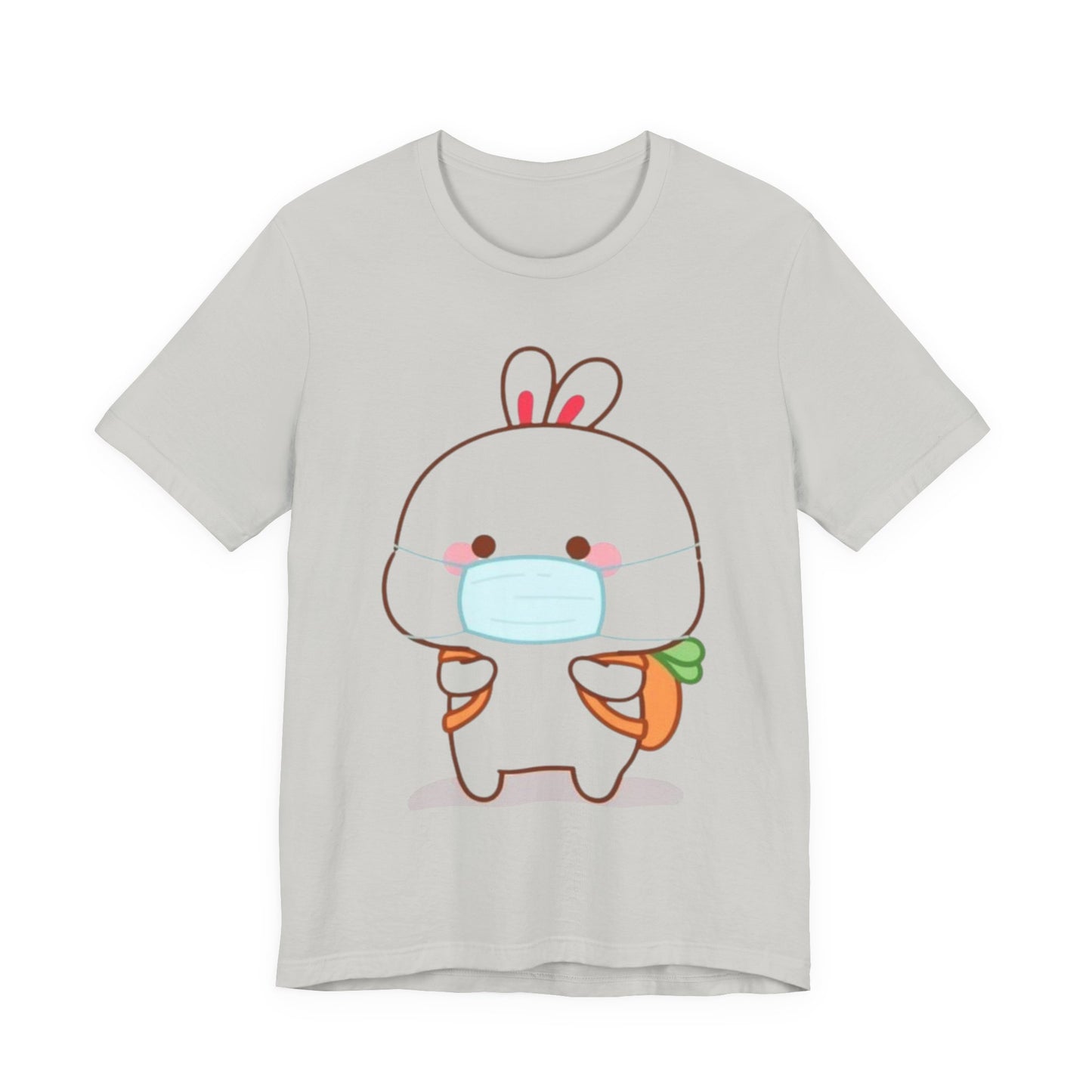 Playful Bunny in Mask T-Shirt – Adorable Carrot-Loving Rabbit Cartoon Design