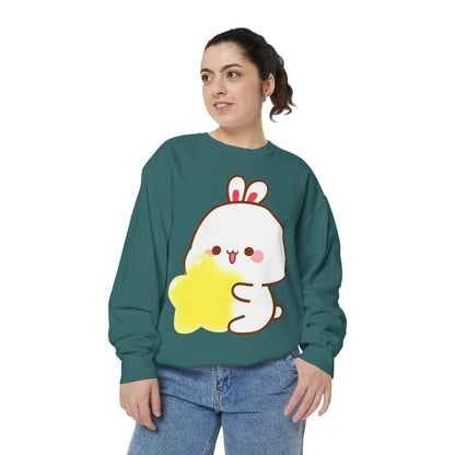 Kawaii Bunny and Star Sweatshirt – Cozy Cute Cartoon Crewneck for Dreamy Days