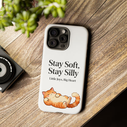 Orange Cat Aesthetic Phone Case – Stay Soft, Stay Silly | Custom Text Available | Little Joys, Big Heart