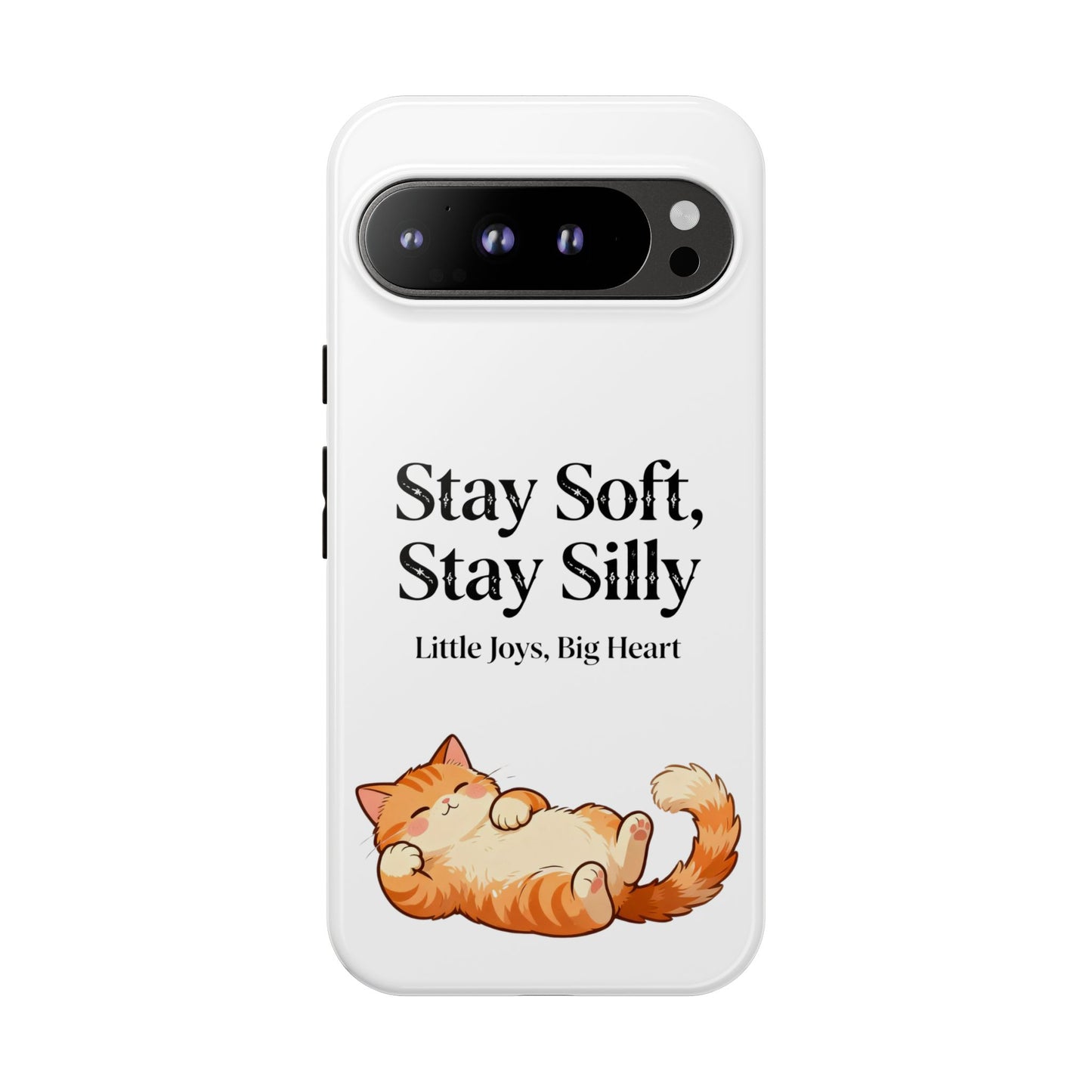 Orange Cat Aesthetic Phone Case – Stay Soft, Stay Silly | Custom Text Available | Little Joys, Big Heart