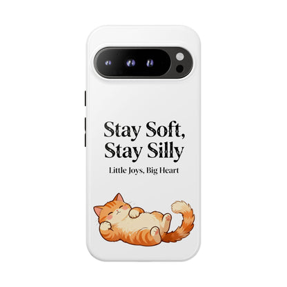 Orange Cat Aesthetic Phone Case – Stay Soft, Stay Silly | Custom Text Available | Little Joys, Big Heart
