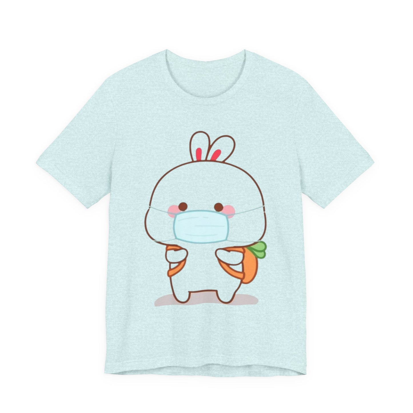 Playful Bunny in Mask T-Shirt – Adorable Carrot-Loving Rabbit Cartoon Design