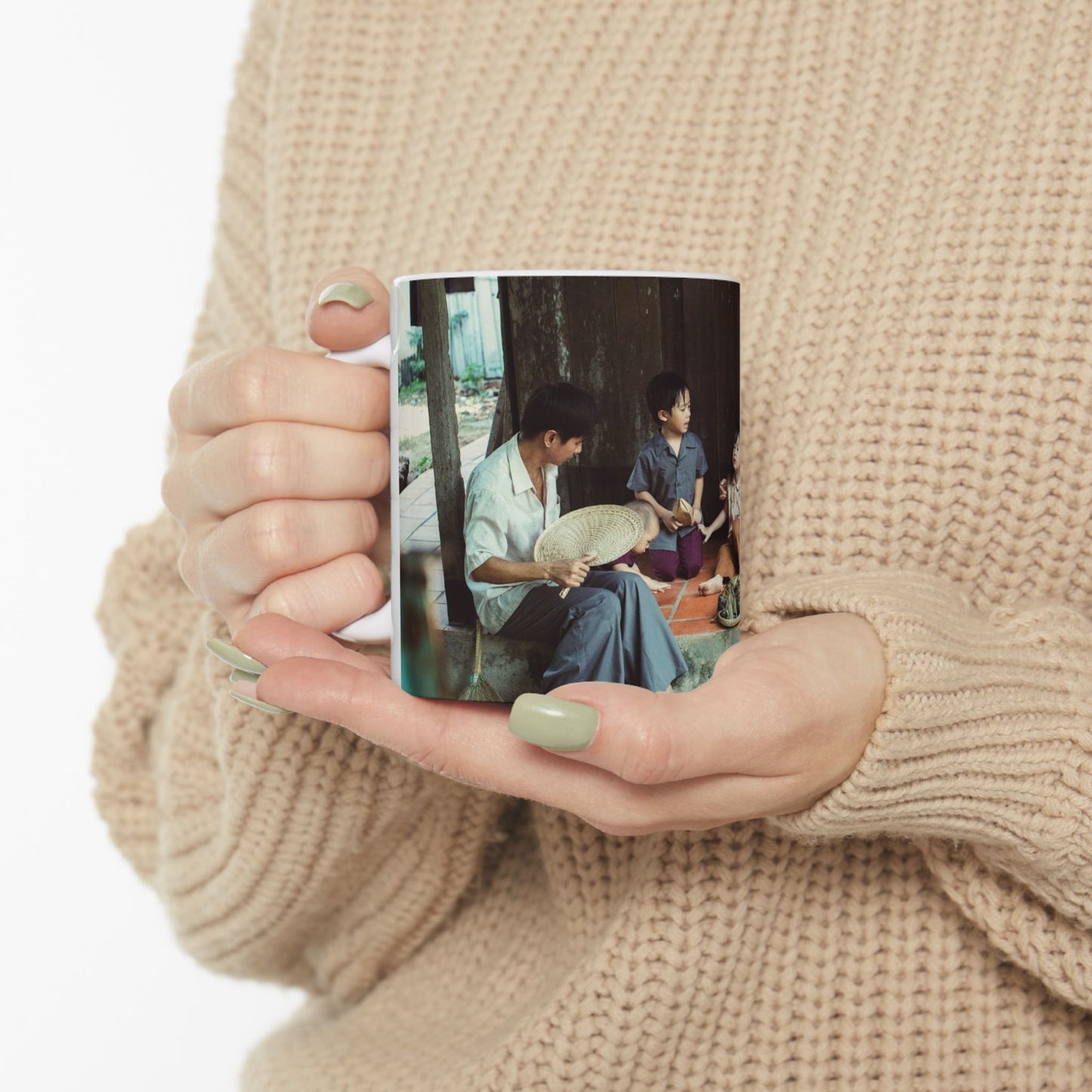 Custom Vietnamese Countryside Family Mug – Personalized Heritage Photo Cup