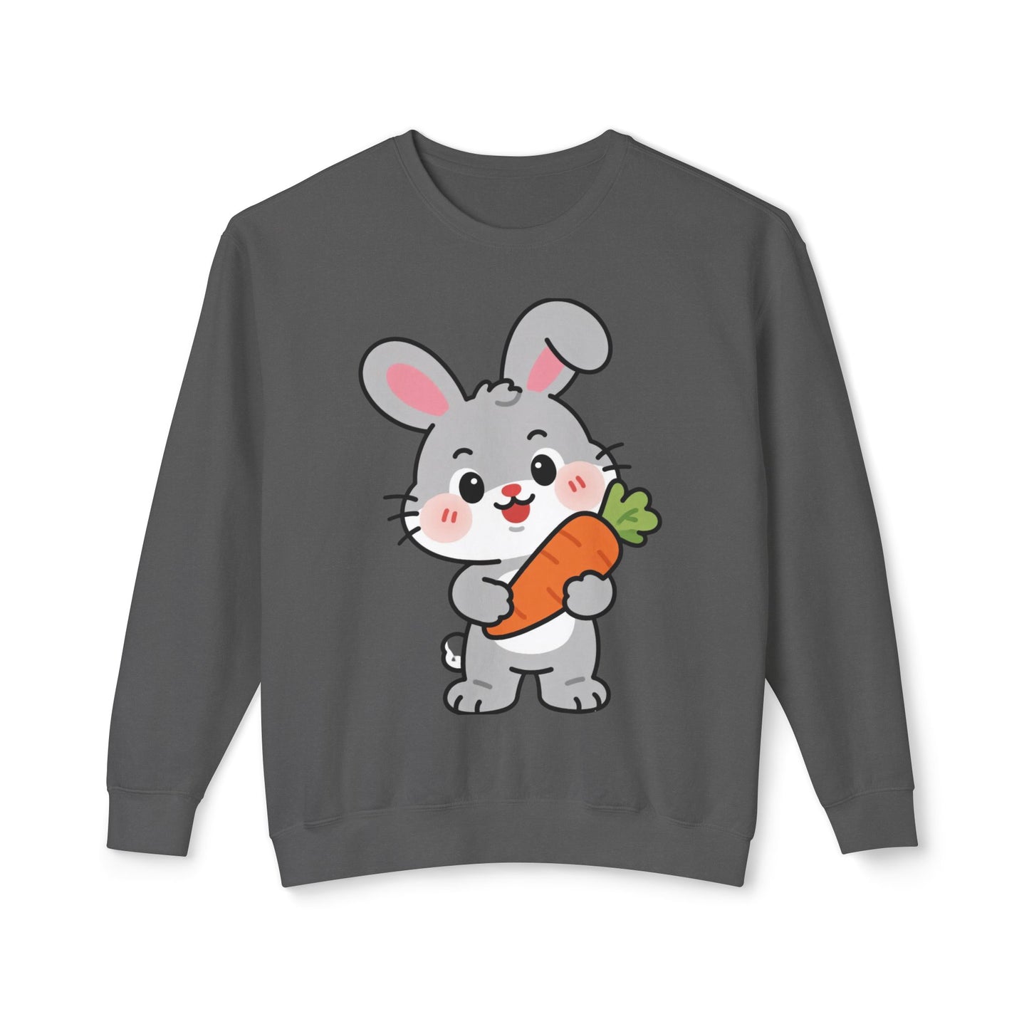 Adorable Bunny Vibes Crewneck – Cute Rabbit & Carrot Design, Aesthetic Cozy Sweatshirt for Her