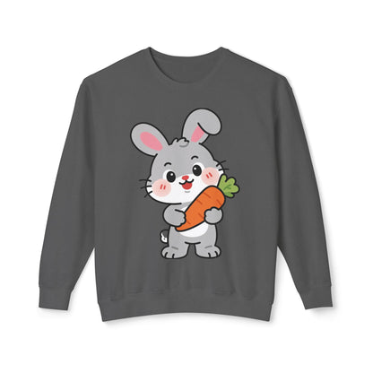Adorable Bunny Vibes Crewneck – Cute Rabbit & Carrot Design, Aesthetic Cozy Sweatshirt for Her