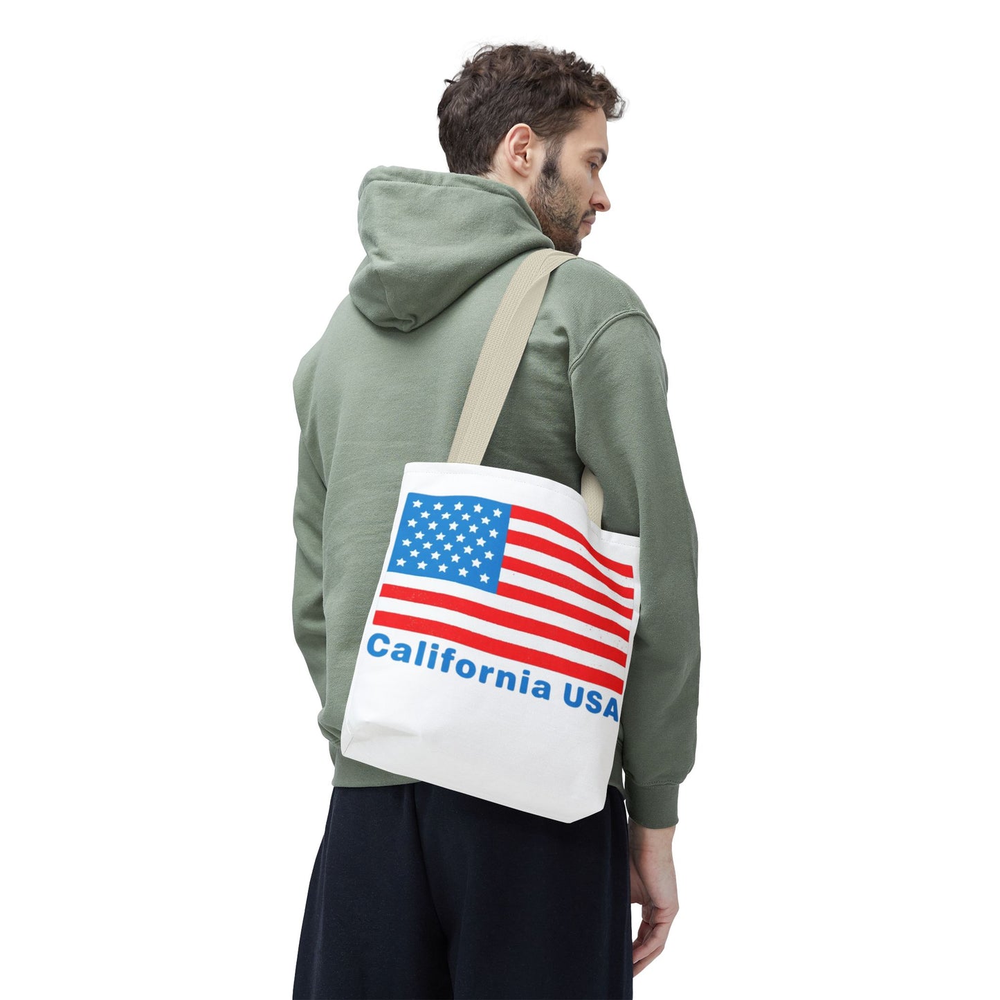 California Bear Pride Tote – Bold USA Flag Canvas Bag for Everyday Carry