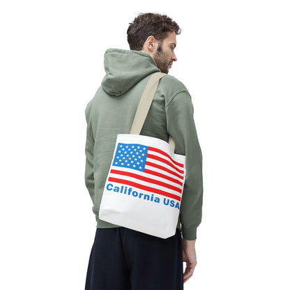 California Bear Pride Tote – Bold USA Flag Canvas Bag for Everyday Carry