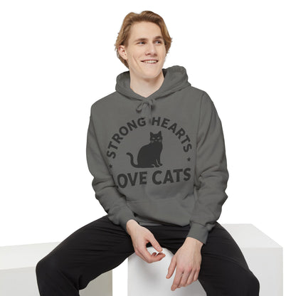 Strong Hearts Love Cats Hoodie – Bold Vintage Cat Graphic Pullover