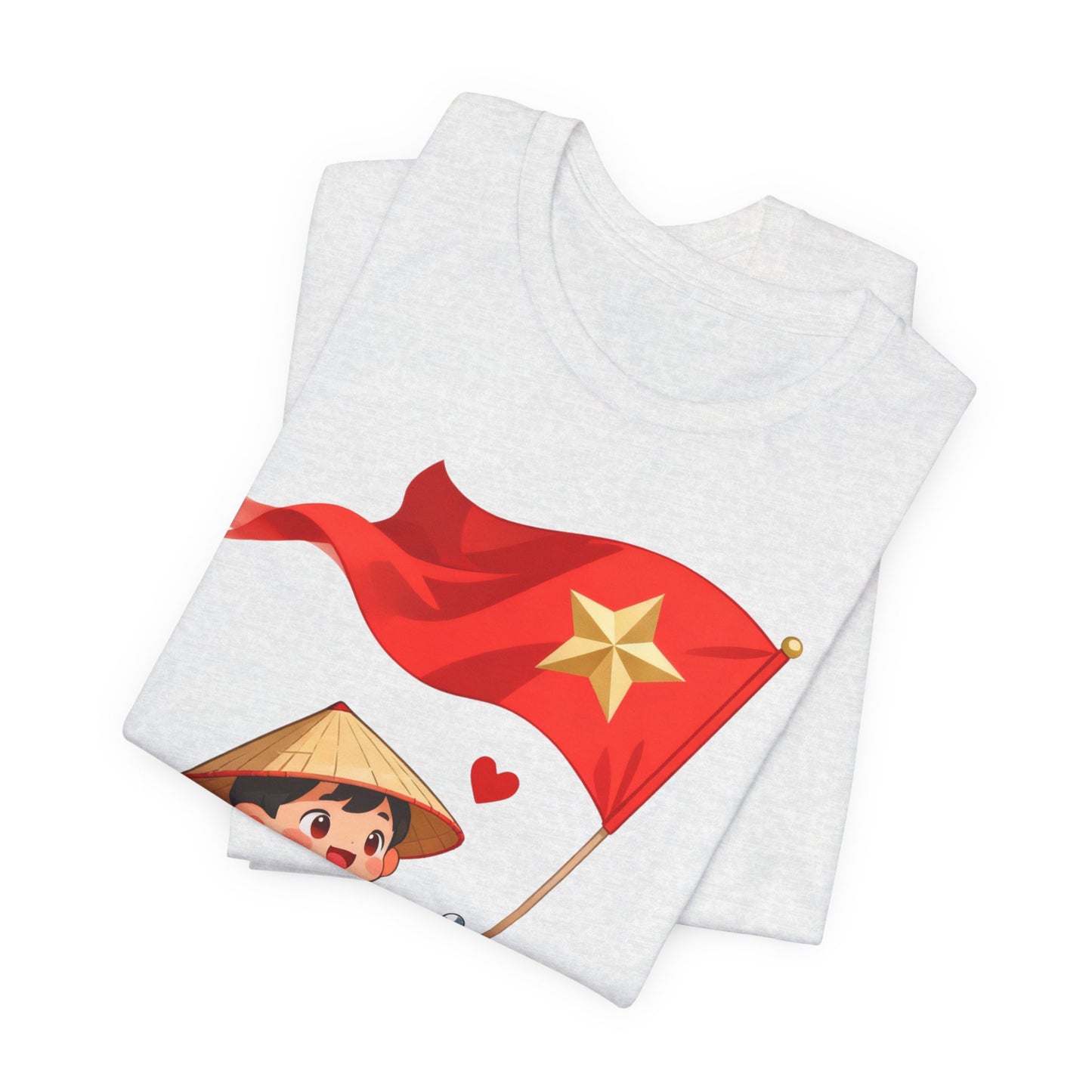 intage Vespa Rider Tee – Adorable Kid & Star Flag Illustration, Travel-Style Vietnam Graphic Shirt