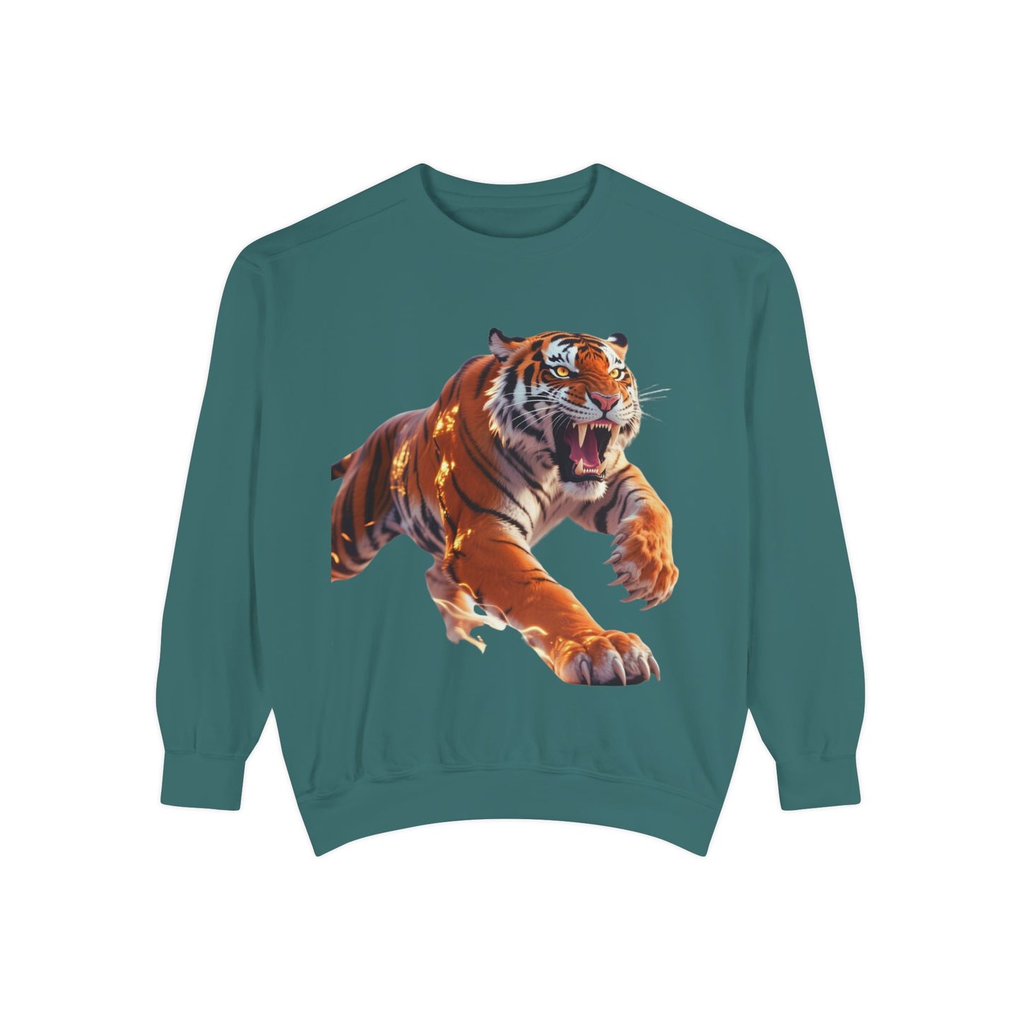 Custom Fierce Tiger Graphic Unisex Garment-Dyed Sweatshirt