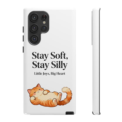 Orange Cat Aesthetic Phone Case – Stay Soft, Stay Silly | Custom Text Available | Little Joys, Big Heart