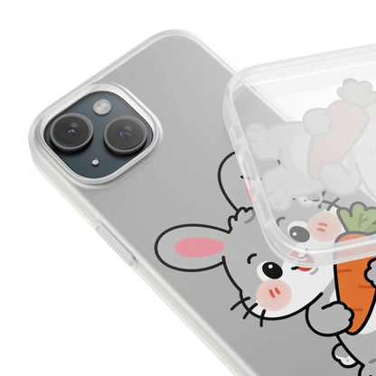 Playful Bunny Holding Carrot Phone Case – Soft, Charming Protective Cover