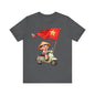 intage Vespa Rider Tee – Adorable Kid & Star Flag Illustration, Travel-Style Vietnam Graphic Shirt