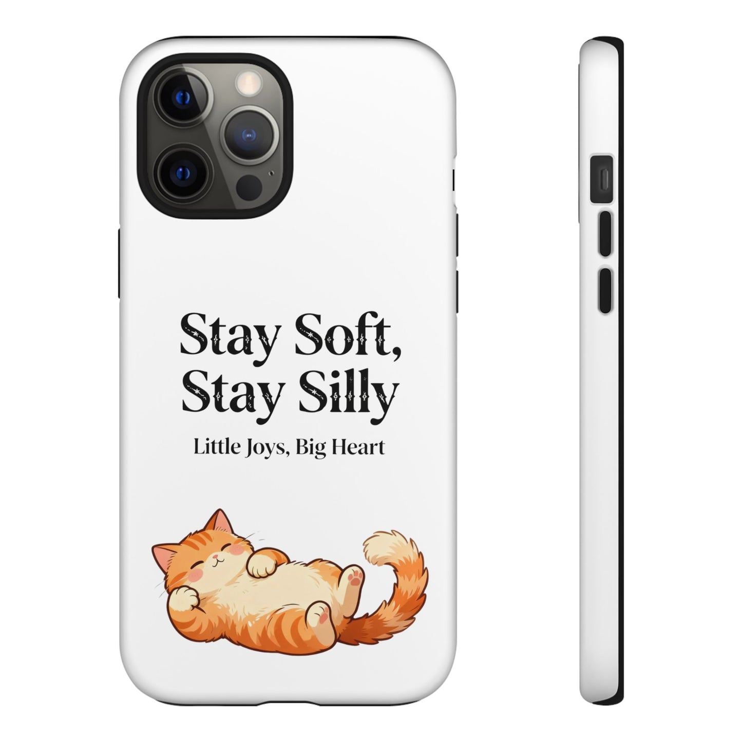 Orange Cat Aesthetic Phone Case – Stay Soft, Stay Silly | Custom Text Available | Little Joys, Big Heart