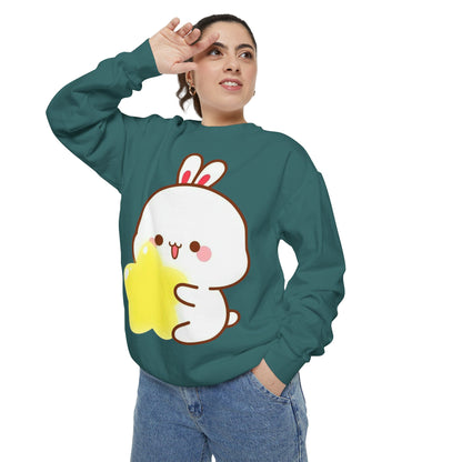 Kawaii Bunny and Star Sweatshirt – Cozy Cute Cartoon Crewneck for Dreamy Days