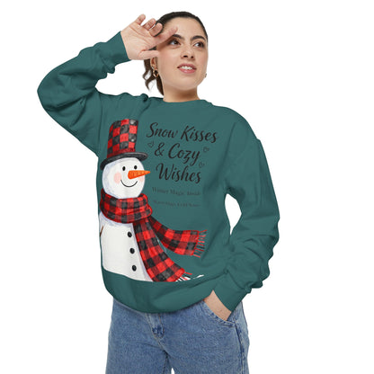 Warm Winter Plaid Snowman Sweatshirt – Cozy Holiday Crewneck for Christmas Cheer