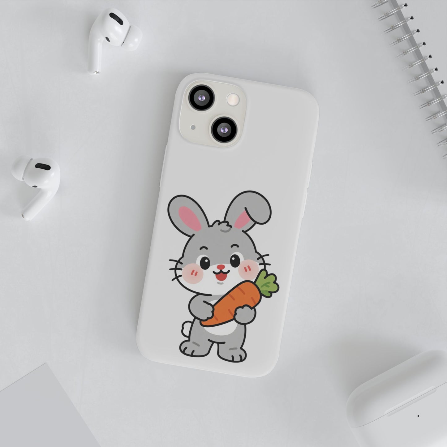 Playful Bunny Holding Carrot Phone Case – Soft, Charming Protective Cover