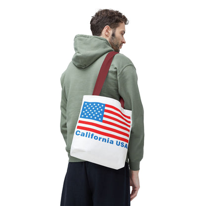 California Bear Pride Tote – Bold USA Flag Canvas Bag for Everyday Carry