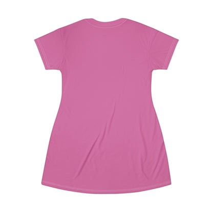 Pink Bunny Character T-Shirt Dress – Soft, Playful AOP Style for Cute Everyday Wear