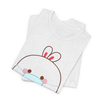 Playful Bunny in Mask T-Shirt – Adorable Carrot-Loving Rabbit Cartoon Design