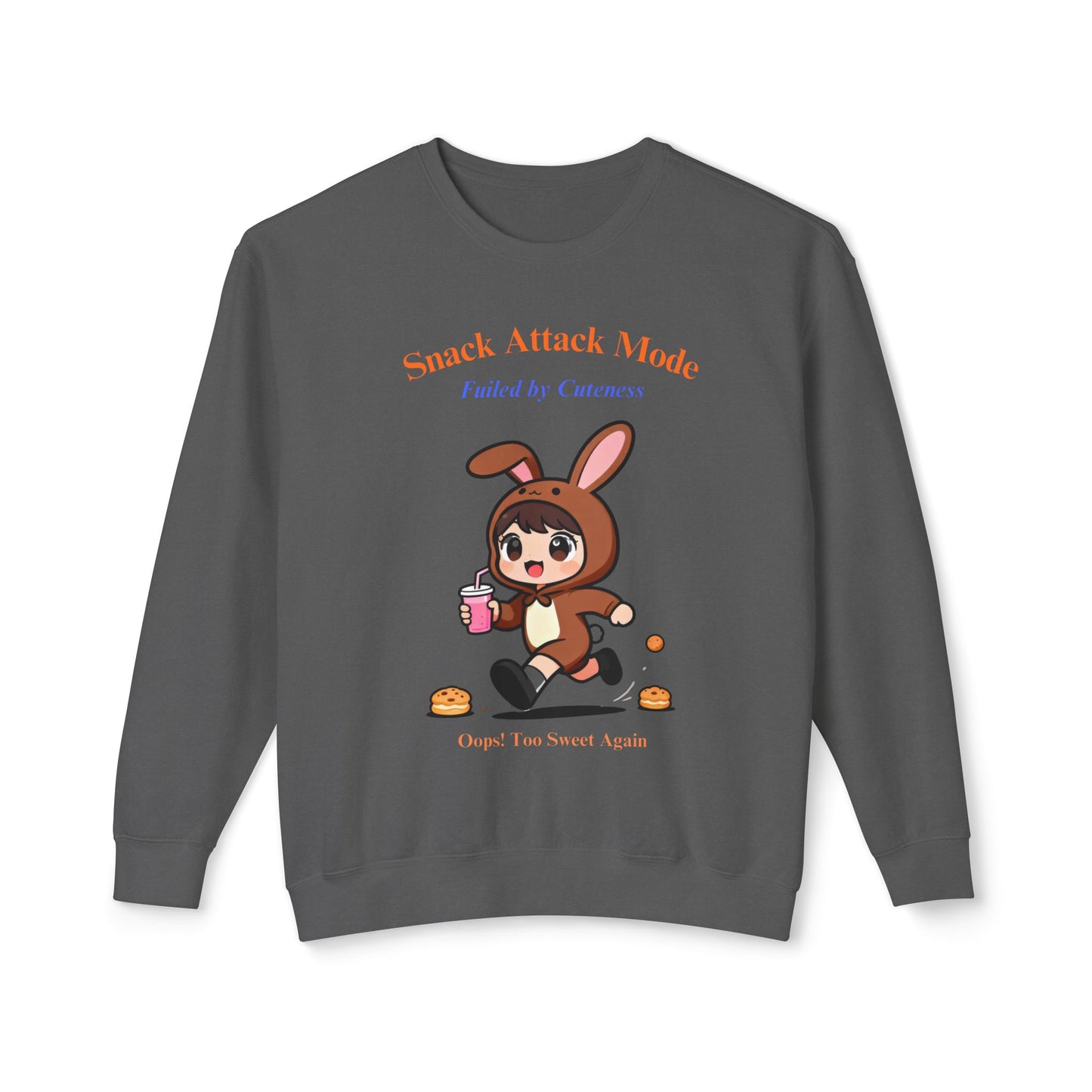 Kawaii Bunny Snack Lover Crewneck – Cute Cartoon Pullover for Cozy Everyday Style