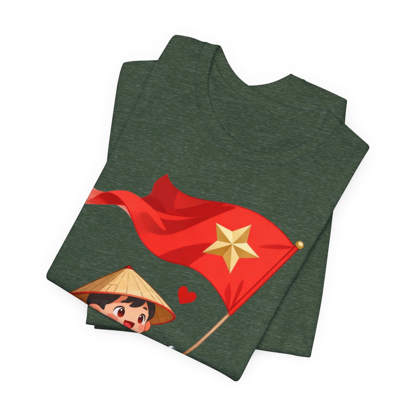intage Vespa Rider Tee – Adorable Kid & Star Flag Illustration, Travel-Style Vietnam Graphic Shirt