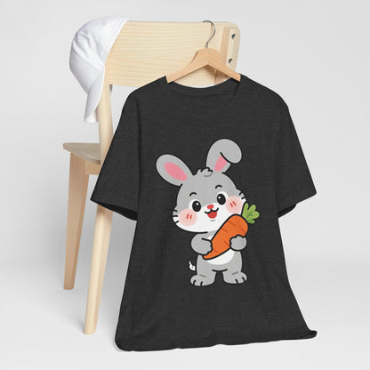 Sweet Bunny & Carrot Graphic Tee – Soft Pastel Rabbit Illustration Shirt