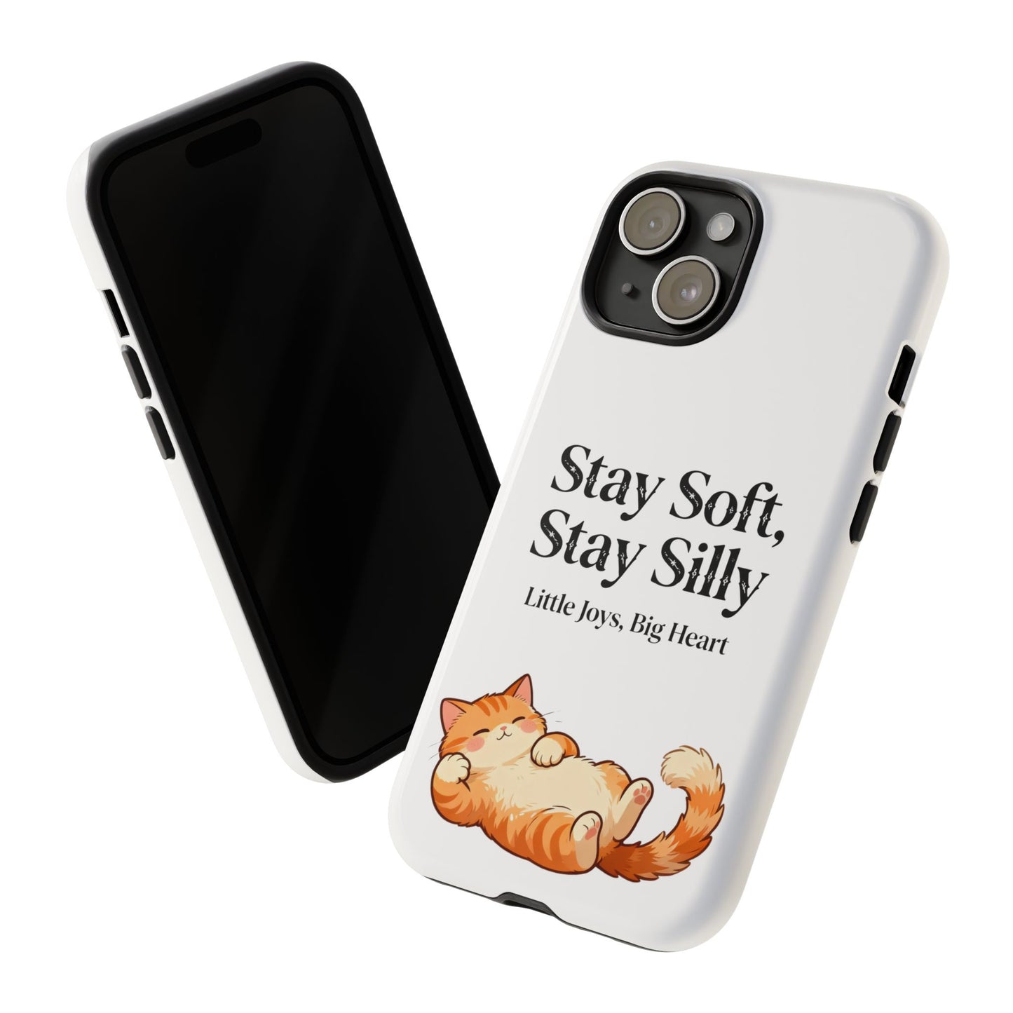Orange Cat Aesthetic Phone Case – Stay Soft, Stay Silly | Custom Text Available | Little Joys, Big Heart